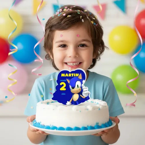 Vela De Cumpleaños Sonic Personalizada Niños