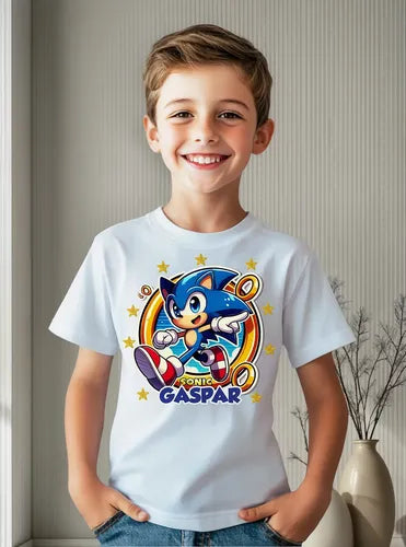 Polera Sonic Personalizada Niños Algodón 100% D1