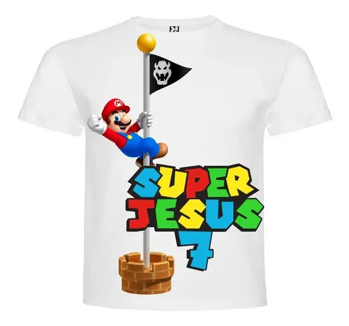 Polera Super Mario Bross Bandera Personalizada Algodón 100%