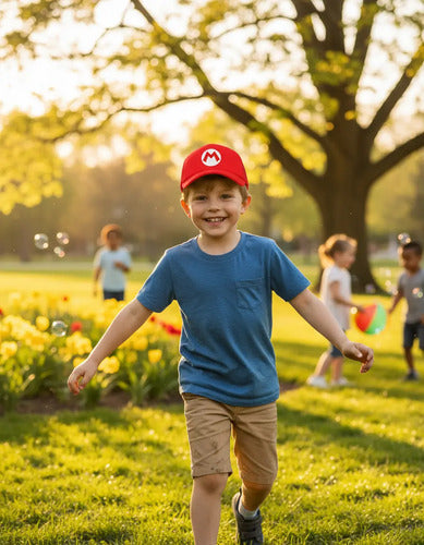Jockey Gorro Niños Mario Bros M Logo Regalo Navidad Rojo 2-12