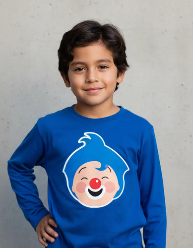 Polera Manga Larga Algodón Niños Plim Plim Cara