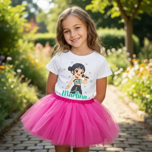 Disfraz Vestido Zoey Huntrix Guerreras K Pop Personalizado Polera + Tutú Niñas Detalles Glitter