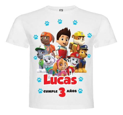Polera Paw Patrol Cumpleaños Personalizada Niños Algodon