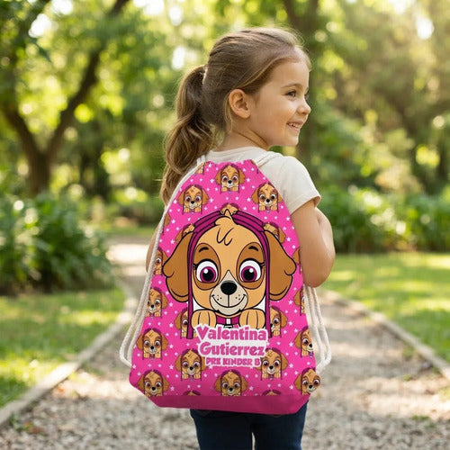 Mochila Skye Paw Patrol Bolsa Jardin Infantil Colegio  Fucsia Estampado
