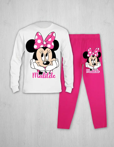 Pijama Largo Minnie 2 Niñas 100% Algodón Personalizado