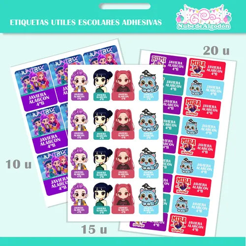 Etiquetas Escolares Personalizadas Huntrix Guerreras K Pop