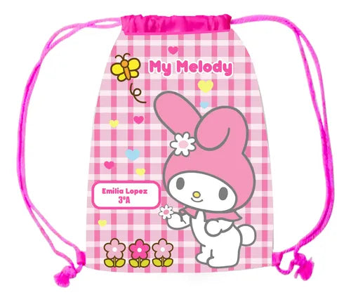 Mochila Bolsa Tela My Melody Jardin Infantil Colegio Niñas Fucsia Liso