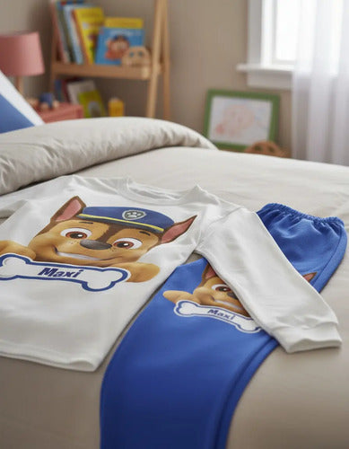 Pijama Largo Paw Patrol Niños Personalizado Algodón 2