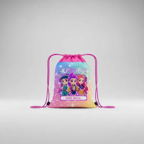 Kit Huntrix: Botella Agua Demon Hunters K Pop Personalizada + Mochila Morral Colegio Personalizada