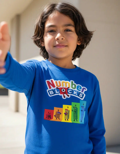 Polera Manga Larga Algodón Niños Numberblocks