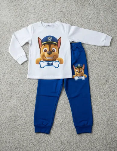 Pijama Largo Paw Patrol Niños Personalizado Algodón 2