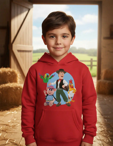 Polerón Canguro Algodón Niños Granja Zenon