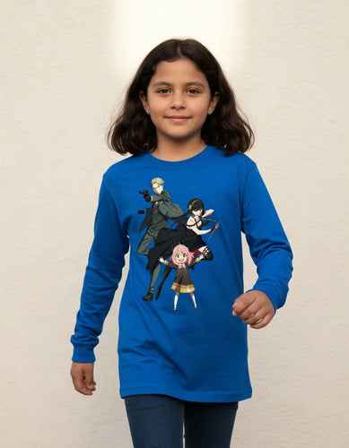 Polera Manga Larga Algodón Niñas Anya Spy X Family Familia
