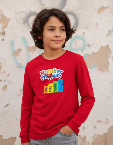Polera Manga Larga Algodón Niños Numberblocks