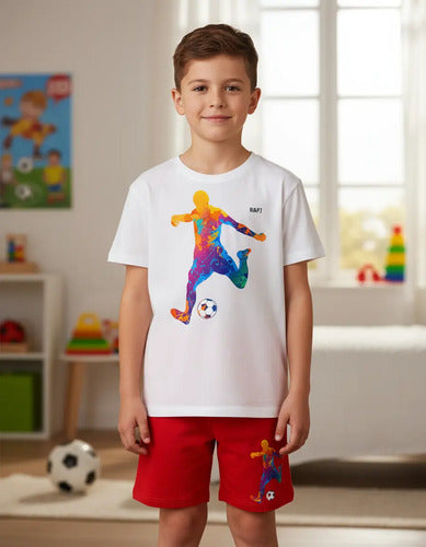 Pijama Corto Niños Algodon Futbol Silueta