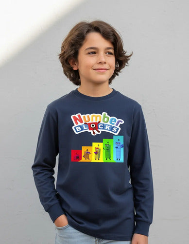 Polera Manga Larga Algodón Niños Numberblocks