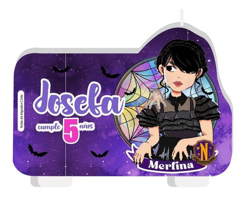 Vela De Cumpleaños Merlina Niñas  Personalizada