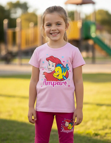 Polera Y Calza La Sirenita Arie Conjunto Niñas Personalizado