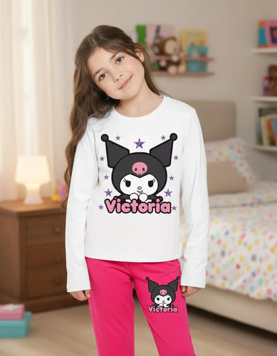 Pijama Largo Kuromi D2 Niñas Personalizado Algodon
