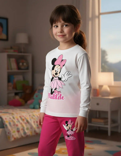 Pijama Largo Minnie Hada Niñas 100% Algodón Personalizado