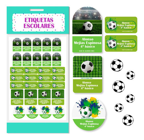 Etiquetas Para Marcar Ropa Y Utiles Escolares Futbol Soccer Verde Unica