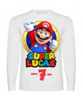 Polera Manga Larga Estampada Niño Cumpleaños Mario Bros