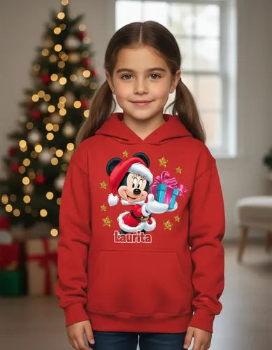 Poleron Minnie Navidad Personalizado Niñas Algodón 3