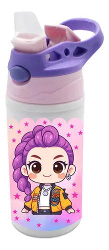 Botella Agua Huntrix Demon Hunters K Pop Rumi Blanco