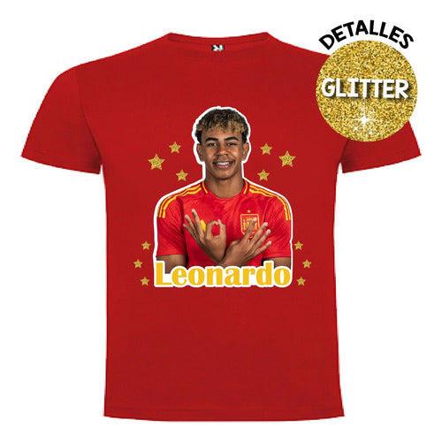 Polera Lamine Yamal Futbol Personalizada Niños Algodón 100%