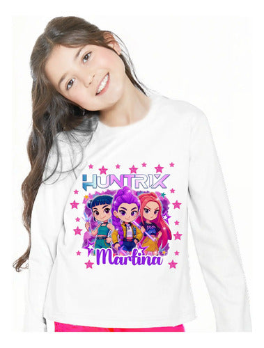 Polera Larga Huntrix Demon Hunters K Pop Personalizada Niñas