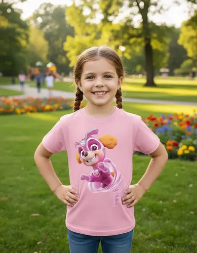 Polera Color Algodón 100% Niñas Skye Mighty Paw Patrol