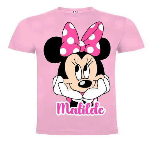 Polera Minnie 1 Personalizada Niñas 100% Algodón