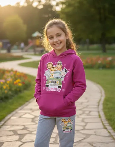 Buzo Animales Safari Pantalon Poleron Personalizado Niñas