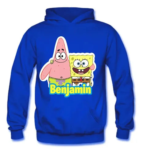 Polerón Bob Esponja Y Patricio Personalizado Niños Y Niñas
