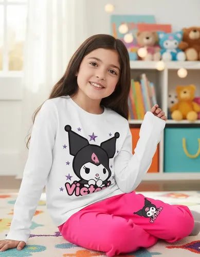 Pijama Largo Kuromi D2 Niñas Personalizado Algodon