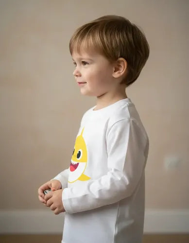 Camiseta Polar Manga Larga Polera Niño Baby Shark
