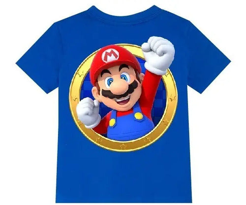 Polera Color Algodón 100% Niños Mario Bros Puño