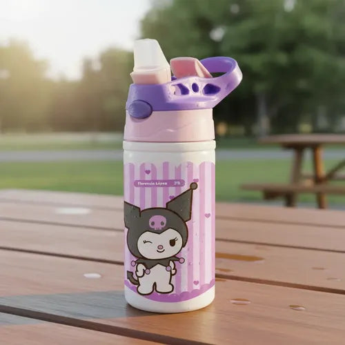 Botella Agua Colegio Kuromi Personalizada Niñas Blanco