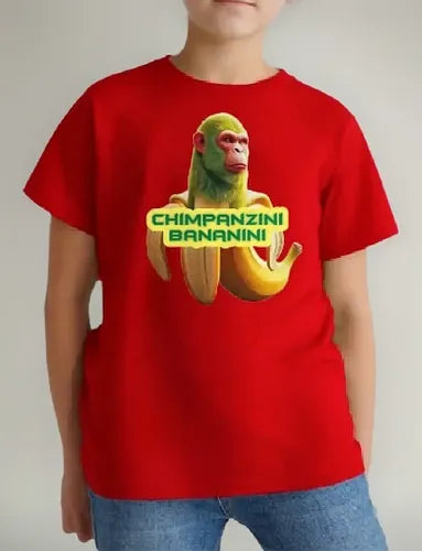 Polera Color Algodón Niños Chimpanzini Bananini Brainrot Tra