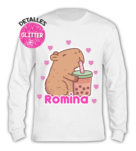 Pijama Largo Capibara Capybara Niñas Personalizado Algodon