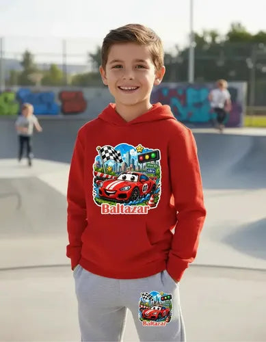 Buzo Auto Car Rojo Personalizado Niños Conjunto Deportivo