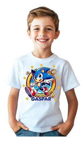 Polera Sonic Personalizada Niños Algodón 100% D1