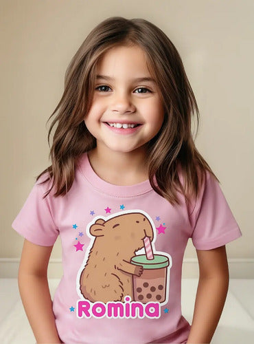 Polera Capibara Niñas Personalizada Algodón 100%