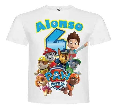 Polera Paw Patrol 4 Personalizada Regalo Niño Cumpleaños