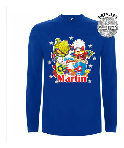 Polera Super Zings Personalizada Niños Manga Larga Algodón