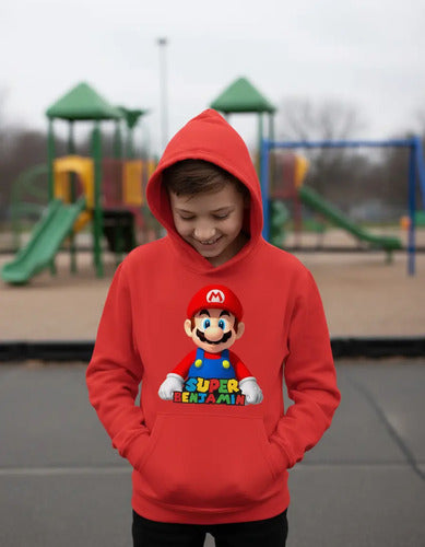 Polerón Canguro Super Mario Bros Personalizado Niños