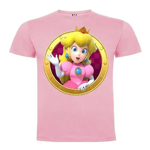 Polera Color Algodón 100% Niños Princesa Peach