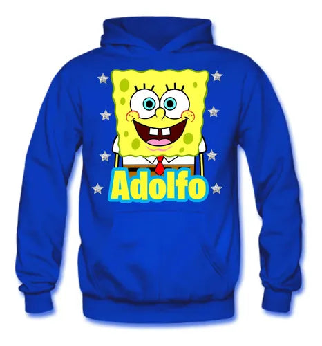 Polerón Canguro Bob Esponja Personalizado Algodón Niños