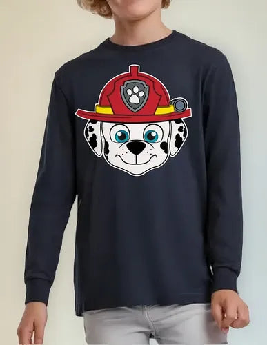 Polera Manga Larga Algodón Niños Marshall Paw Patrol