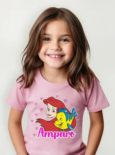 Polera La Sirenita Ariel Niñas Algodón 100% Personalizada